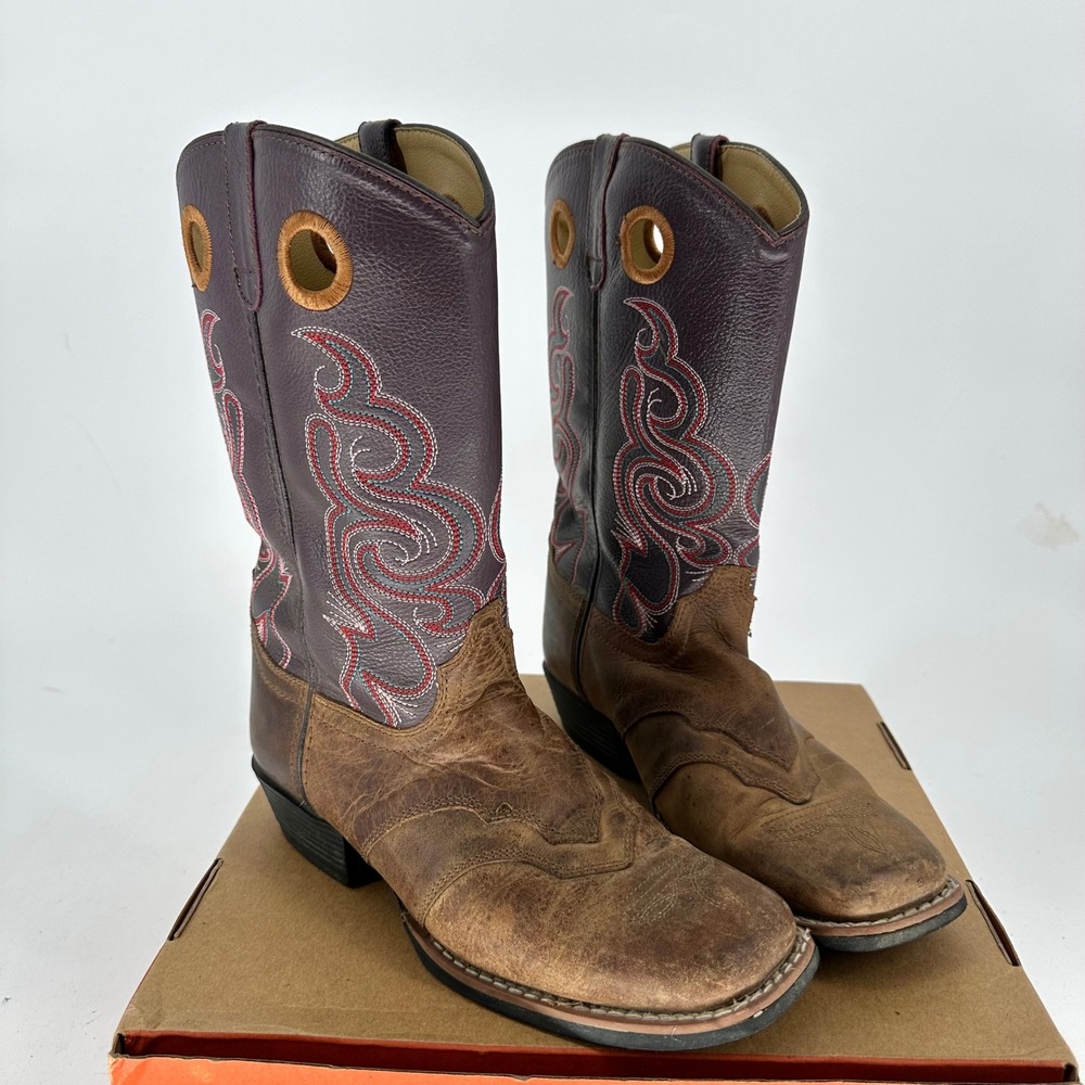 Smoky Mountain Leather Purple Shaft Work Brown Cowboy Boots Men's 8.5 D 6346